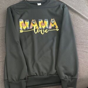 Floral 'Mama Love' Black Crewneck Sweater